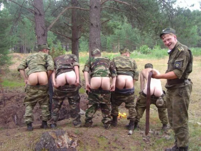 Looks like these soldiers are about to be disciplined