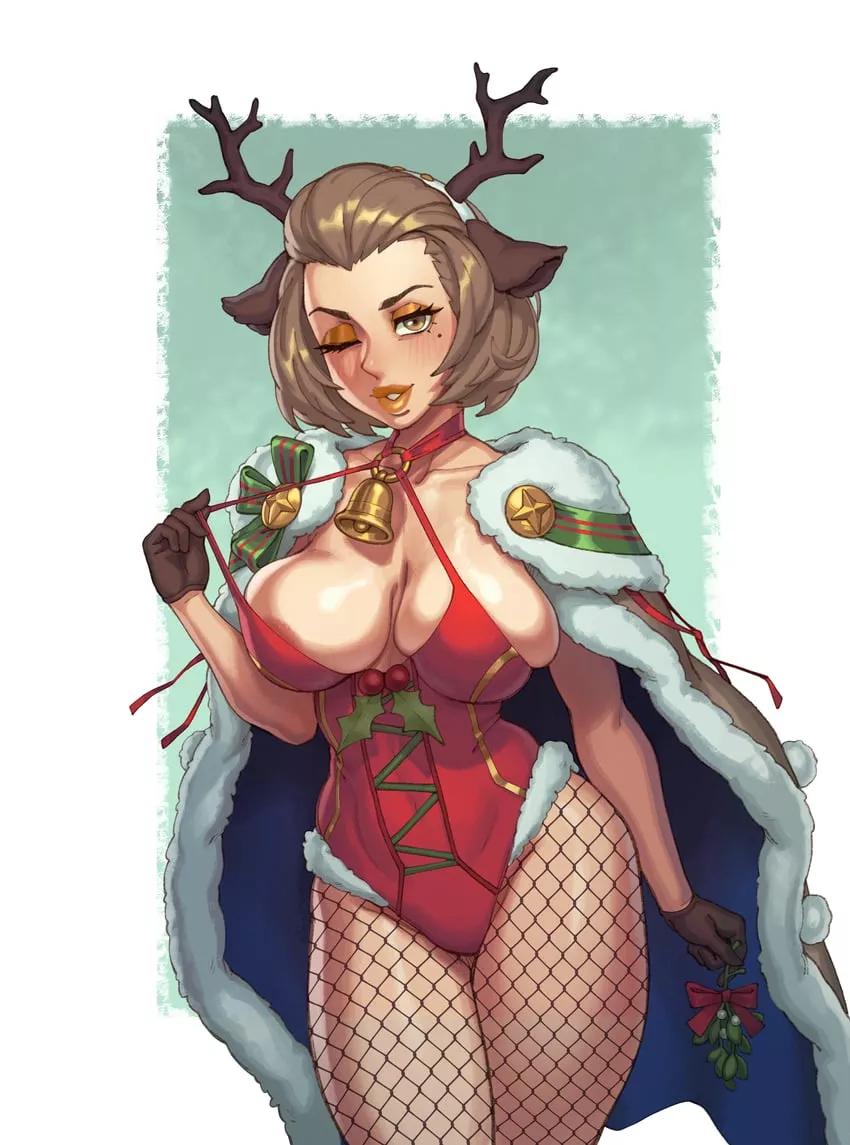 Manuela and her reindeer outfit
