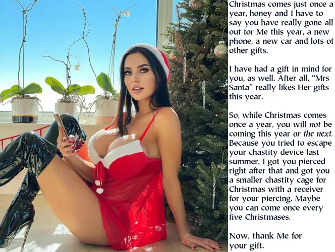 Off course She comes more often than once a year, usually at least ten to fifteen times a week and that has been happening more often, especially whenever She thinks of how you are locked.