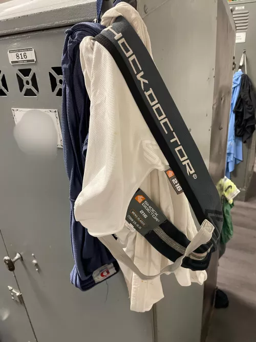 Shock Doctor jockstrap hanging on the locker at the gym this morning.