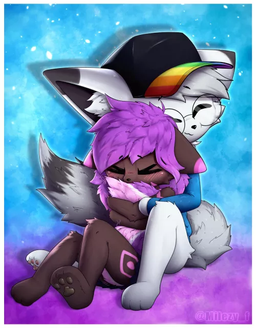 they cuddl >< // comm fur discord fren by @milezy_f on twitter :3