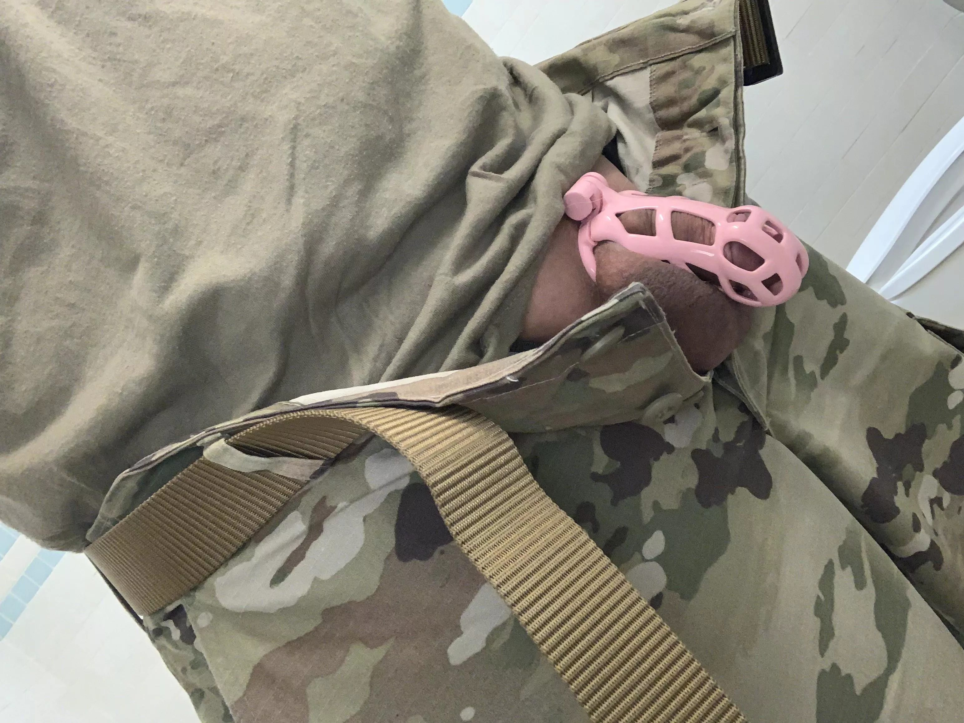 Who like military men caged up in pink?