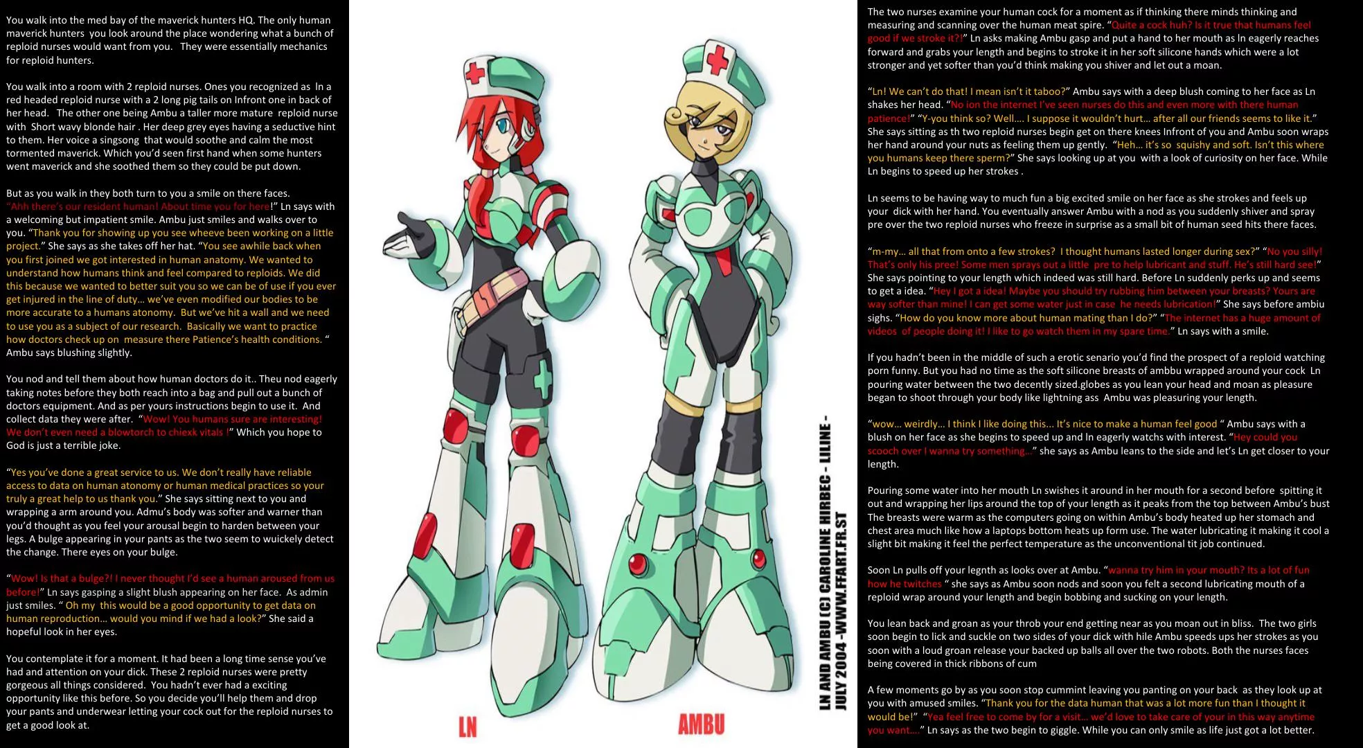 [FFxM] reploid nurses do some experimentation. [titjob] [blowjob] [robotic gals]