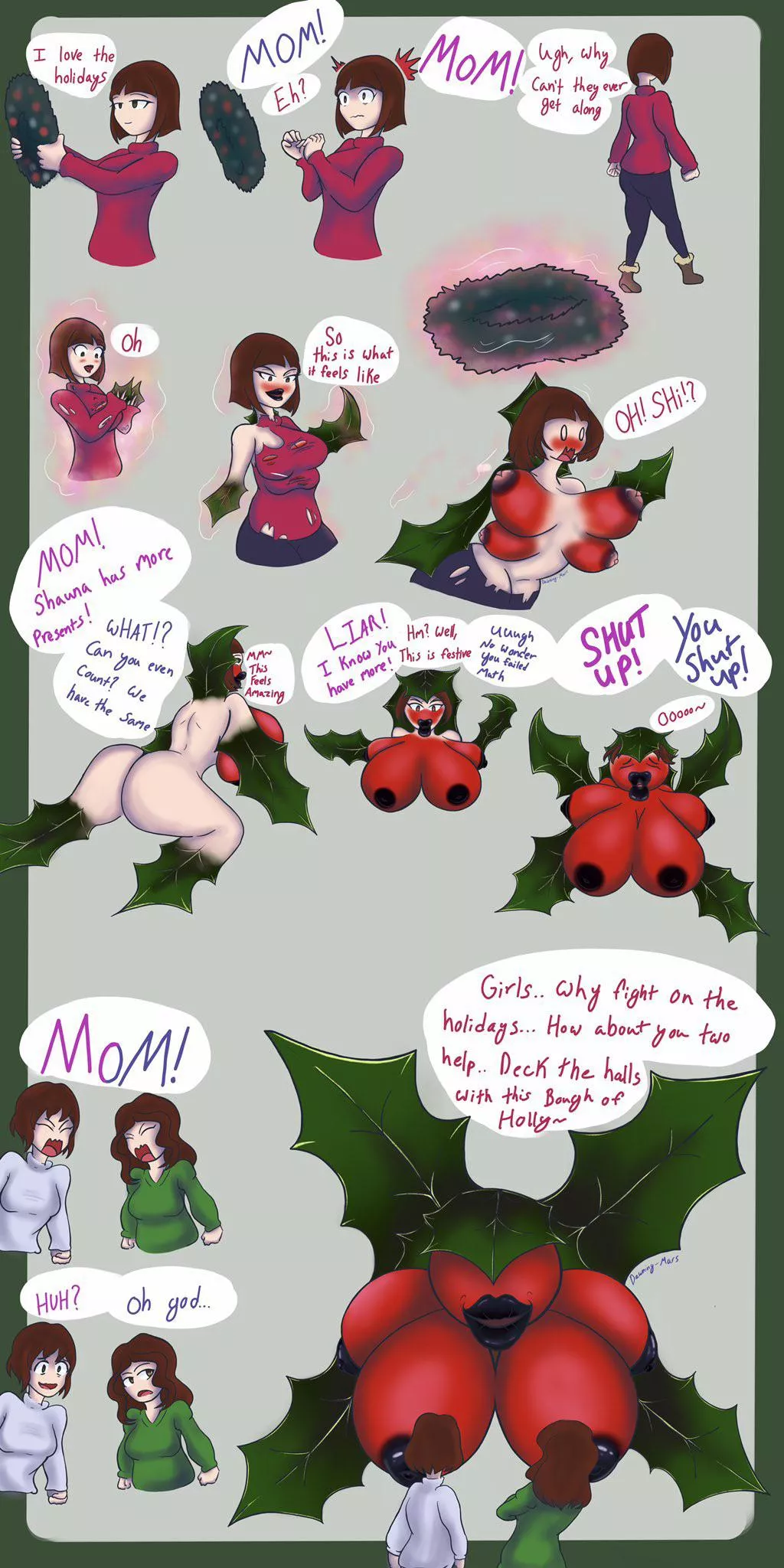 Getting in the Christmas Spirit by Dawning-Mars/Call_Of_Art (Plant transformation, Expansion, Mutli-Breast)