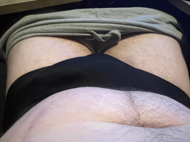 I enjoy wearing women's panties. Could I borrow yours? Or your bikini bottoms?