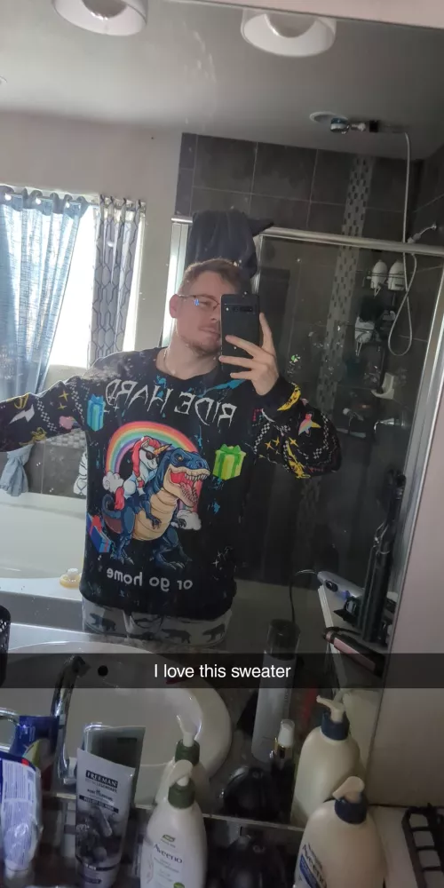 New Christmas sweater! BF hates it. That means I win.