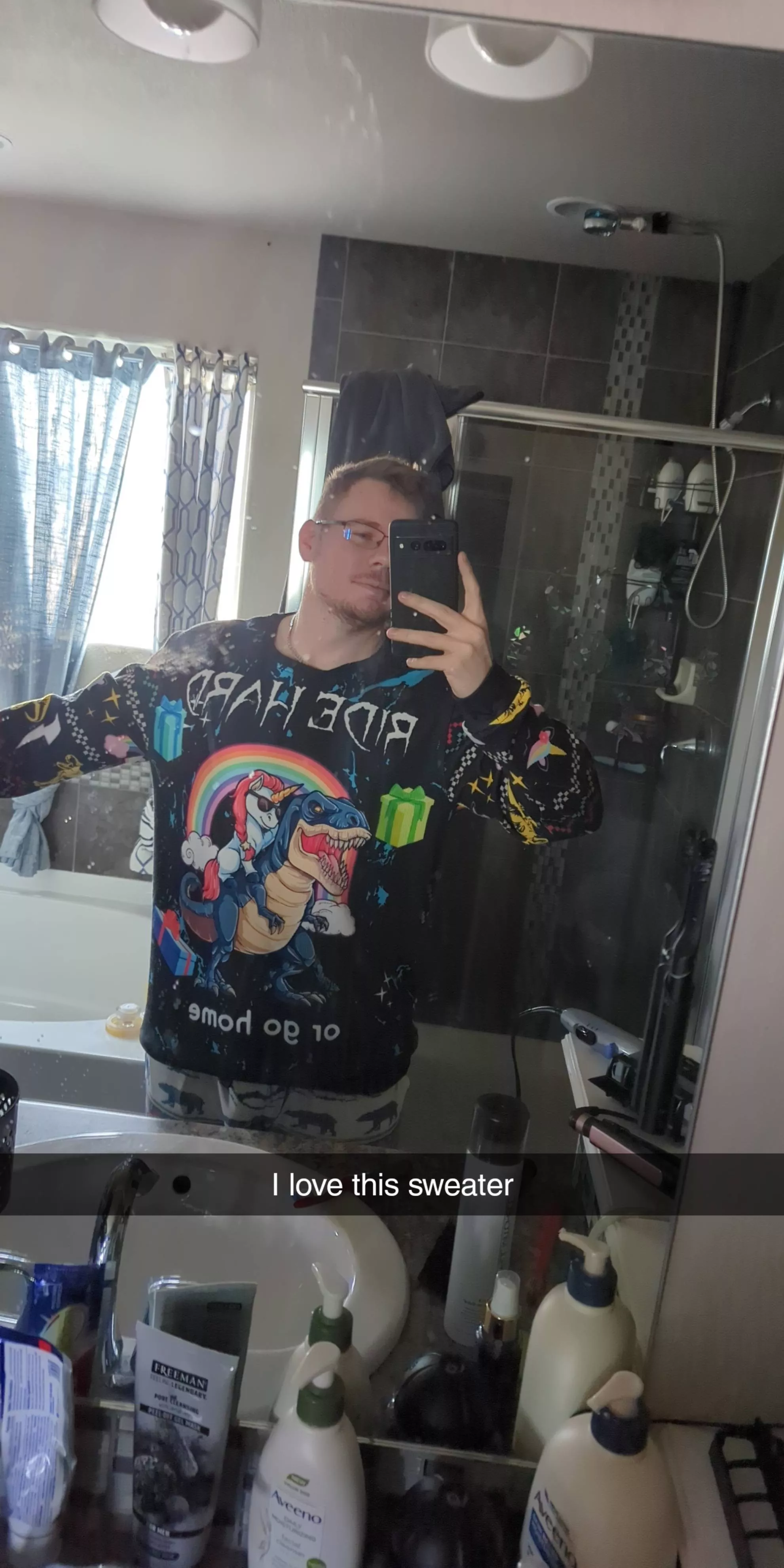 New Christmas sweater! BF hates it. That means I win.