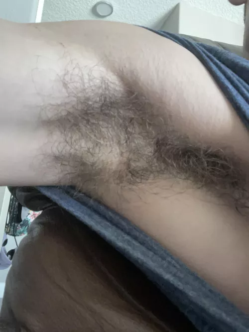 Pit creepshot. The skin looks really sensitive through all that hair mmm