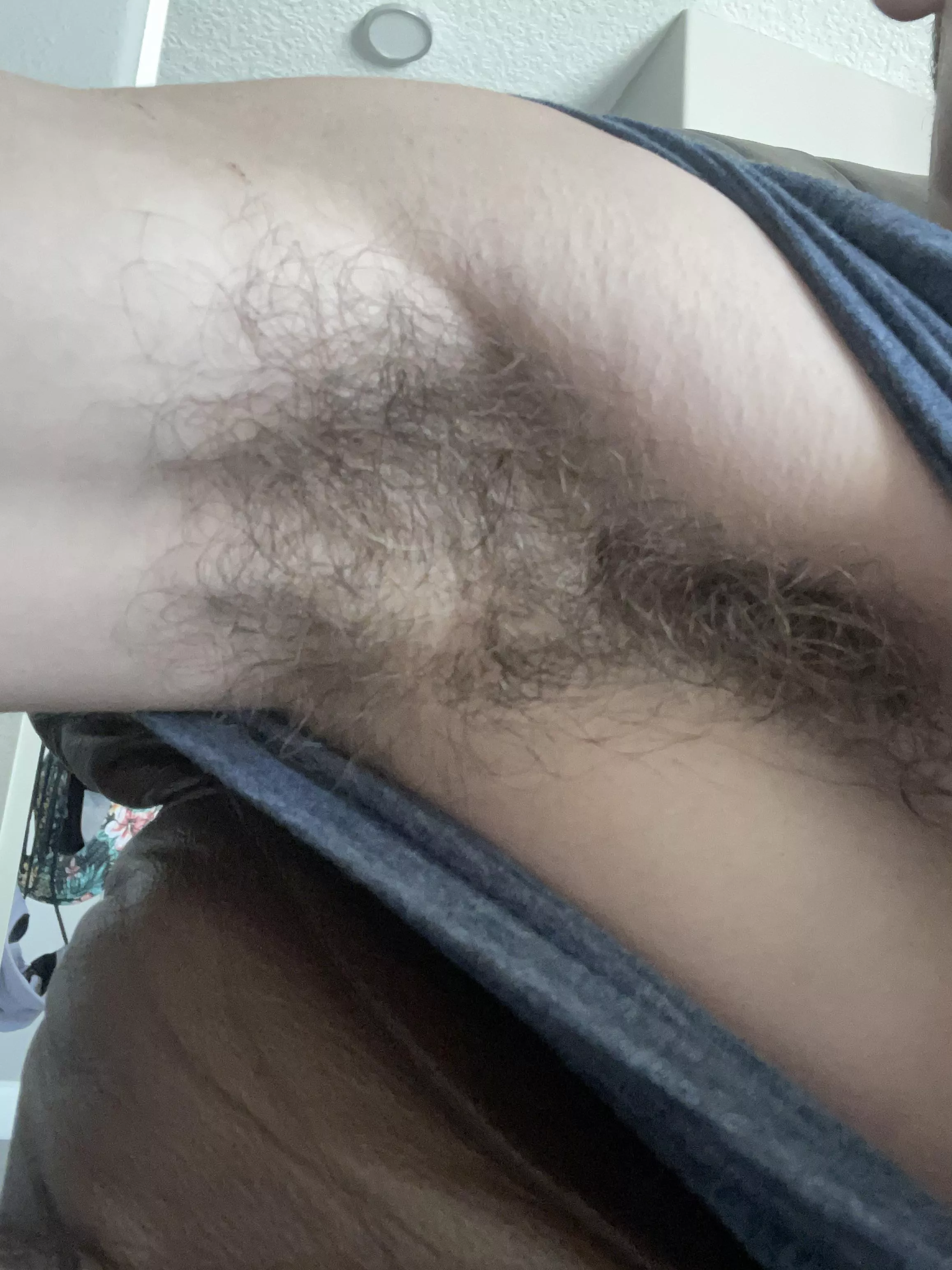 Pit creepshot. The skin looks really sensitive through all that hair mmm