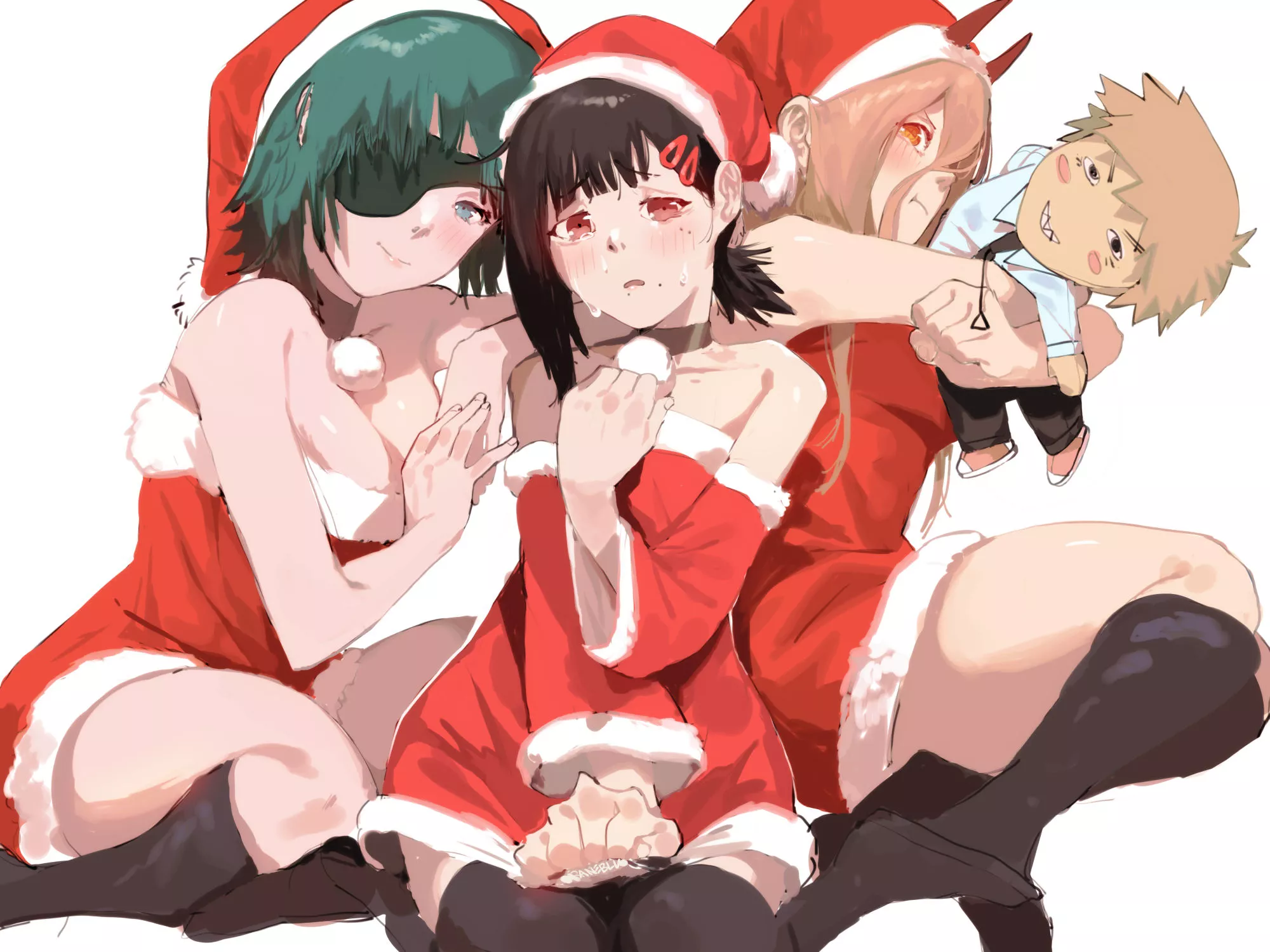 The girls celebrating Xmas (By raneblu) [Chainsaw Man]