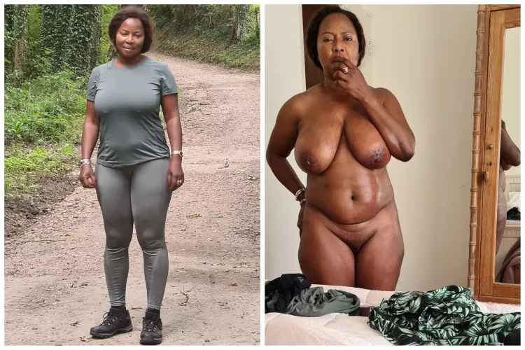 Tight outfit outside and butt naked inside