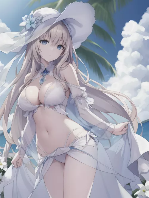 White Bikini & Sunhat