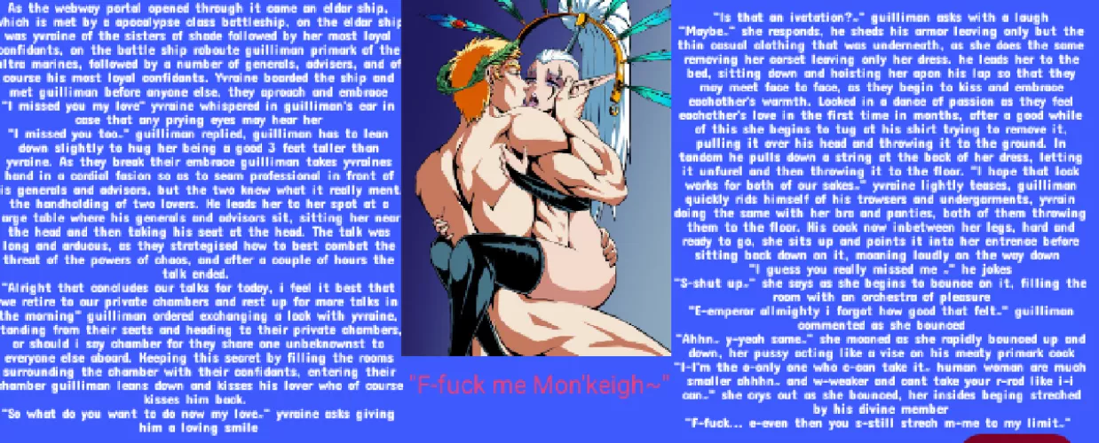 yvraine and guilliman prt 2: [w40k] [eldar] [primark] [wholesome] [interspecies] [big cock]