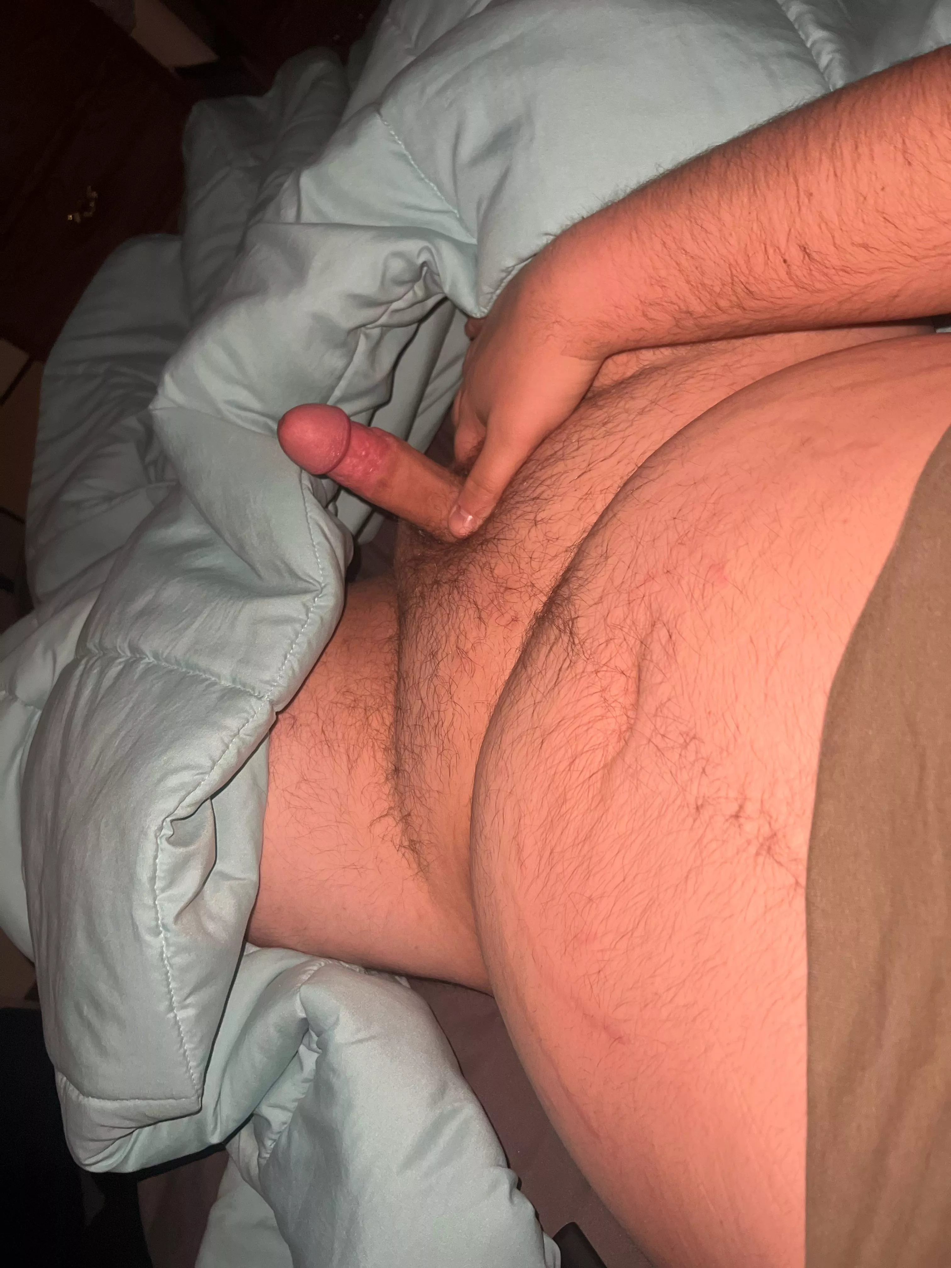 (22) Rub my belly and stroke my dick?