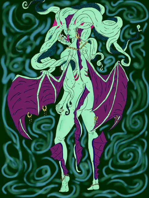 A Cthulhu monster girl, digital art by me (2017)