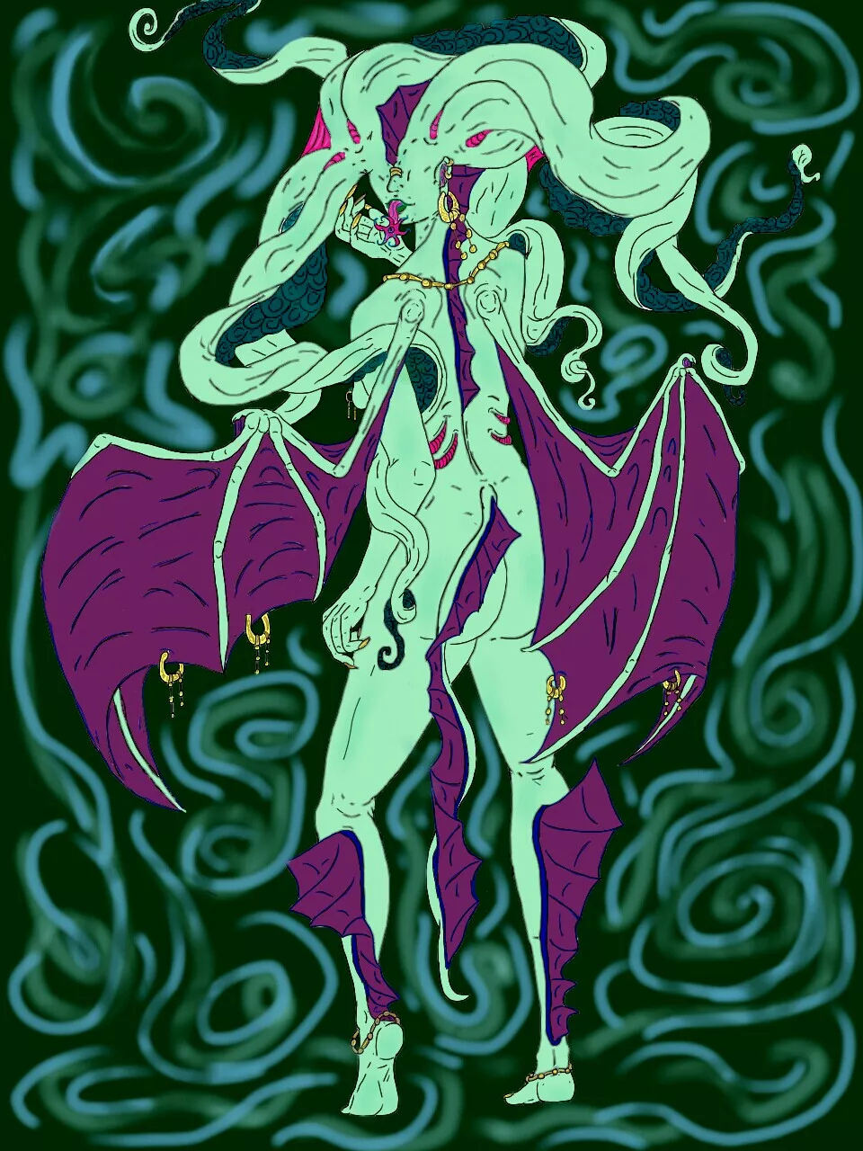 A Cthulhu monster girl, digital art by me (2017)