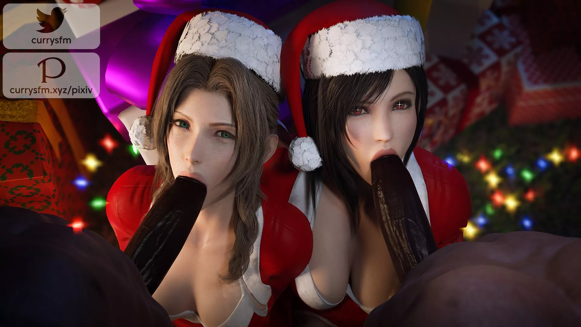 Aerith & Tifa enjoying the holidays (currysfm)