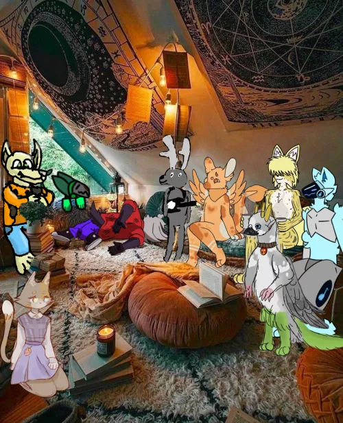 Decided to hang out w u/LevelChef6457 + everyone before me! Already wanted to join the campfire one but i didnt have any time on my paws D: