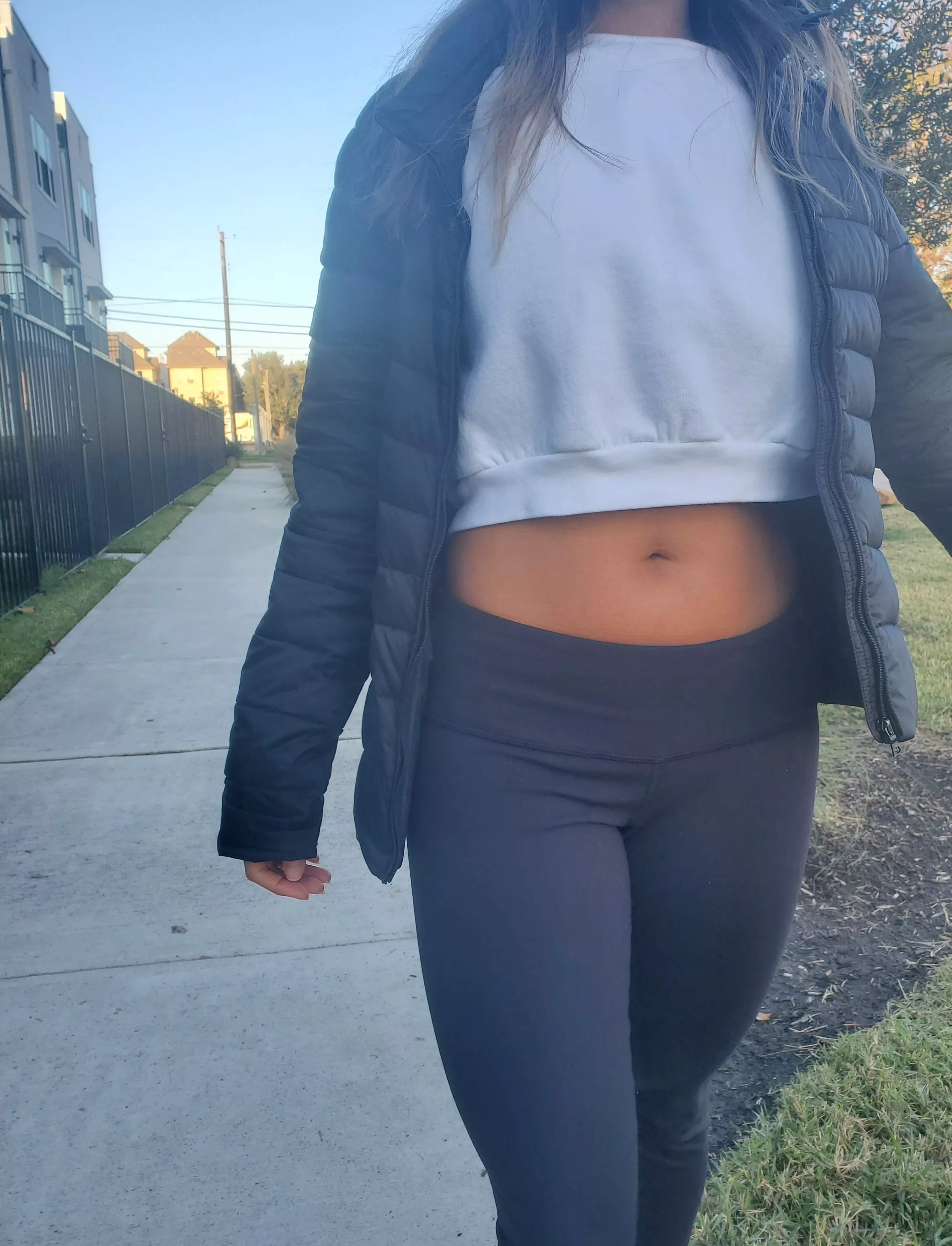 Even in the cold I find a way to show off my midriff