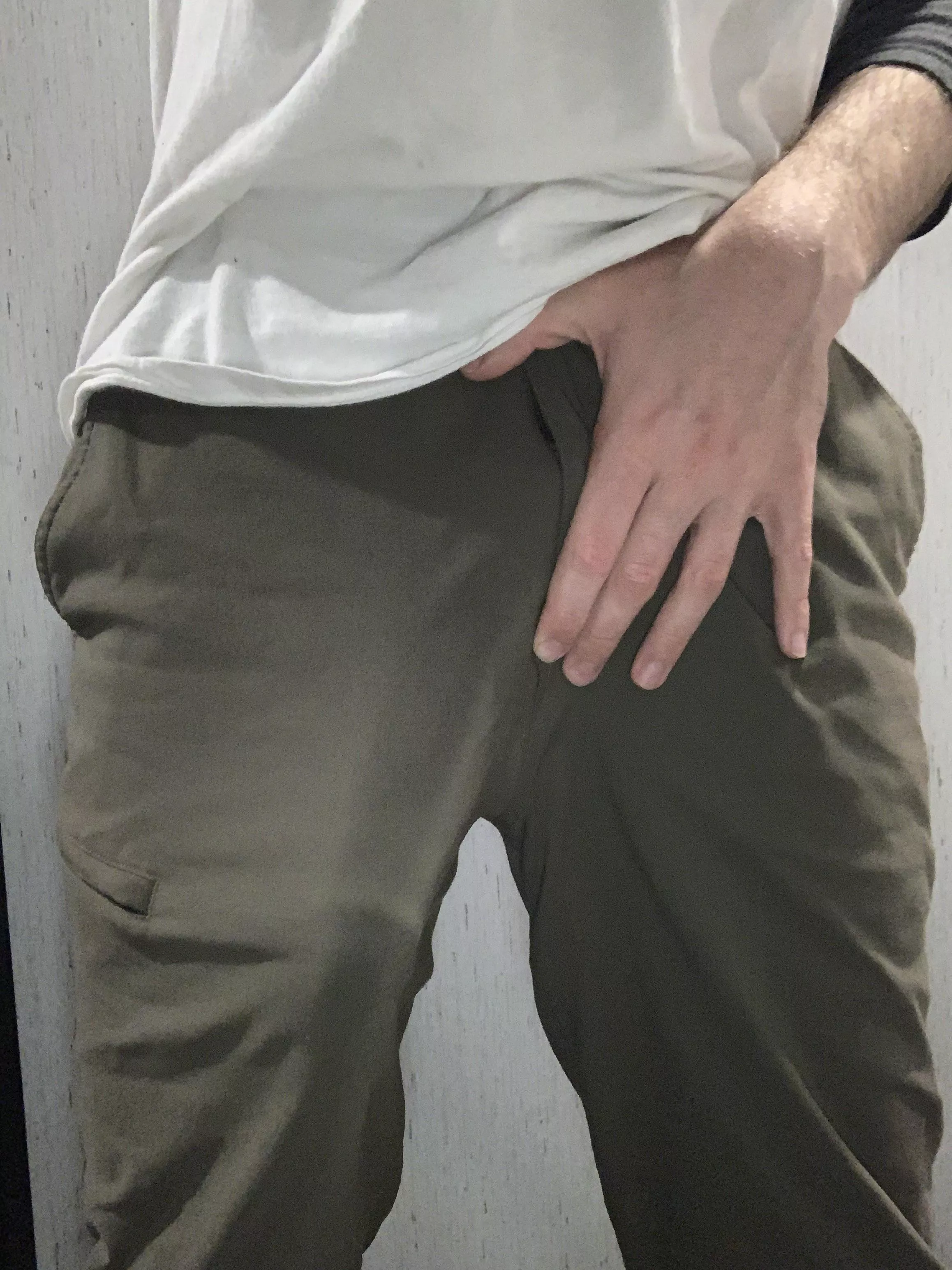 Even with thick pants on, there’s no hiding it