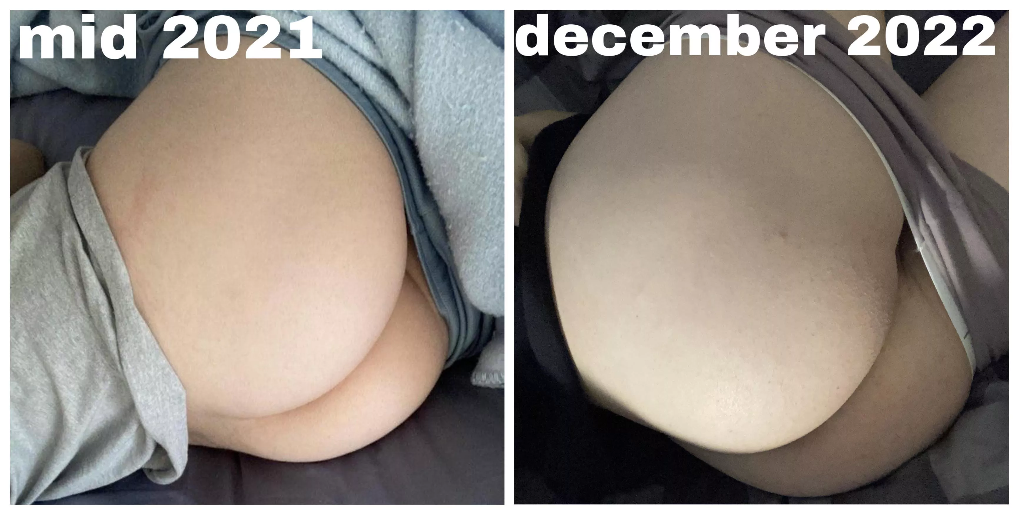 first pic is from when I just turned 18 n the second pic is from right now. my ass got fatter uwu ❤️ (19)