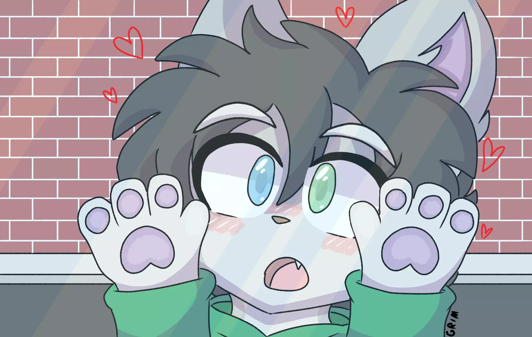 He sees a cutie through the window (spoiler alert: it's you :3)