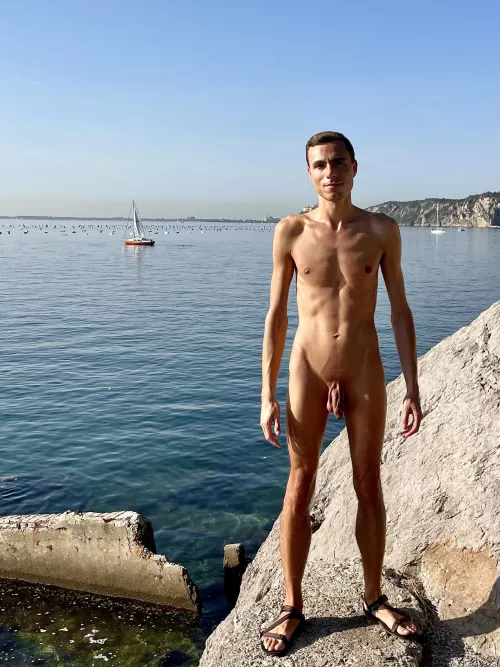 Naked adventures on in rocky beach trails in xero sandals