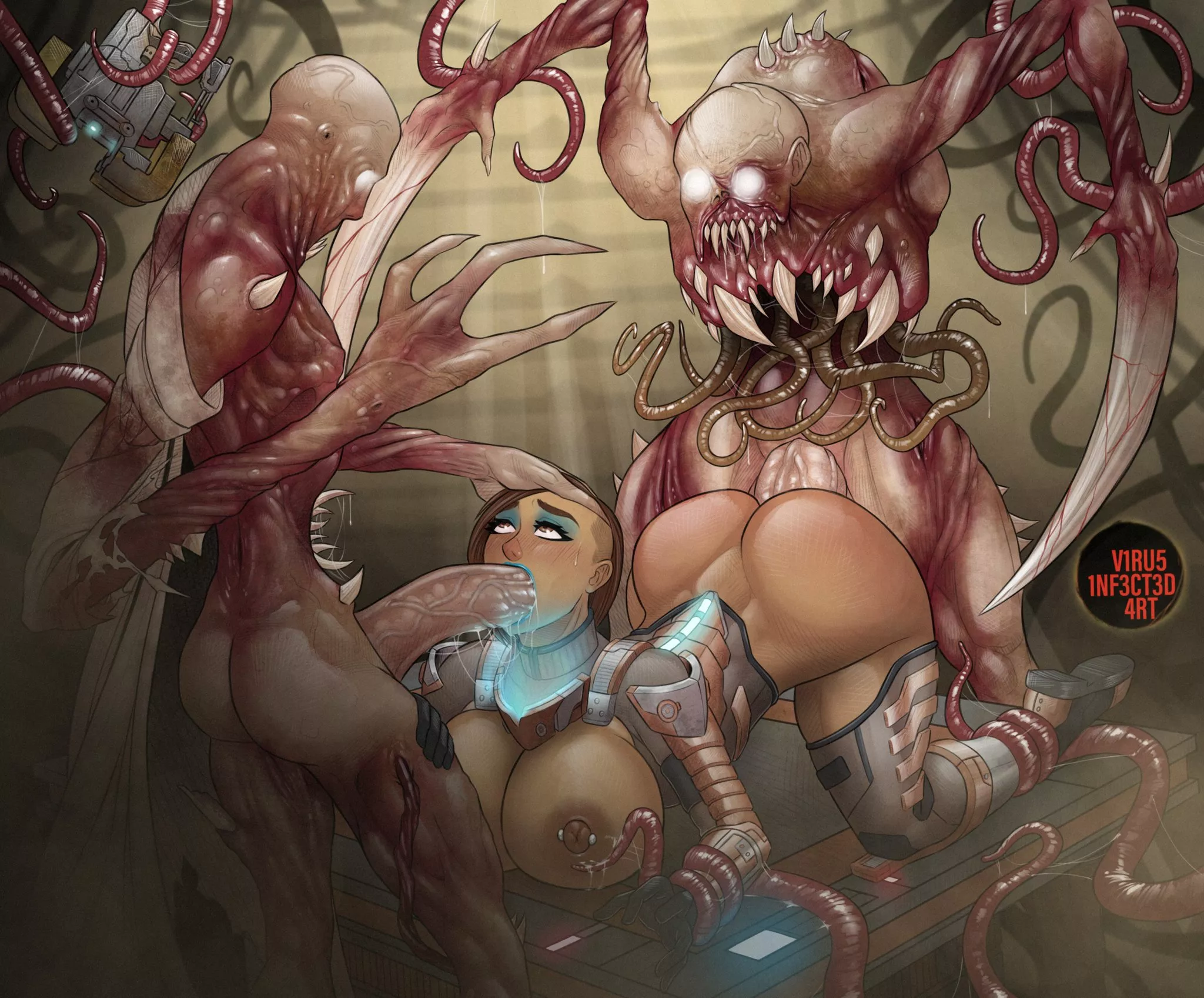 Necromorphs enjoying their most recent prey (Virus Infected Art) [Dead Space]