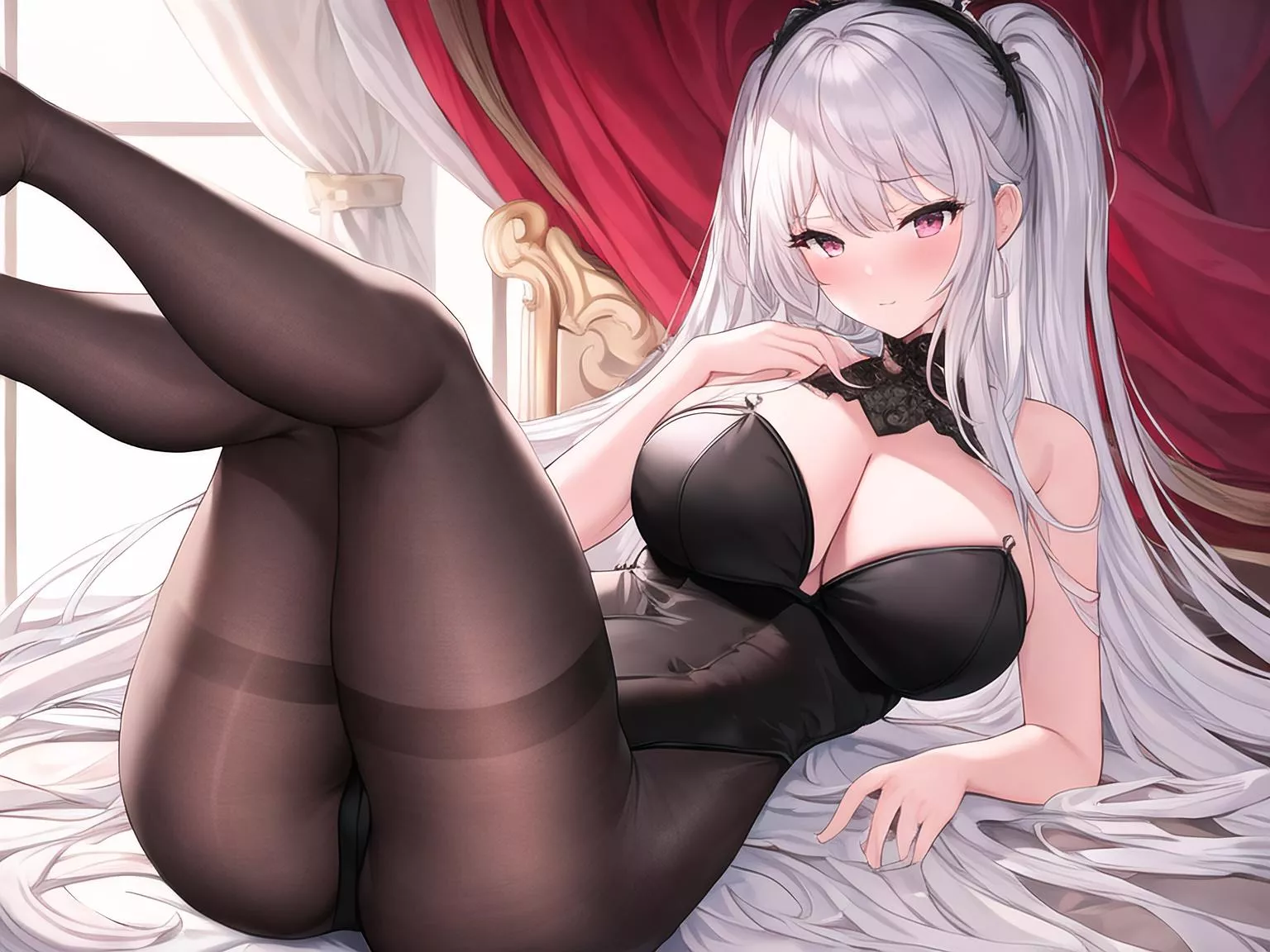 Silver Hair & Black Pantyhose