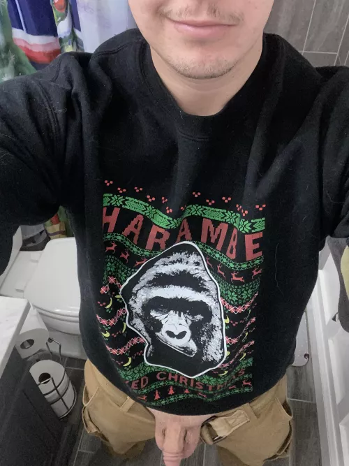 Stuck at the in-laws… getting it out because Harambe loved Christmas!
