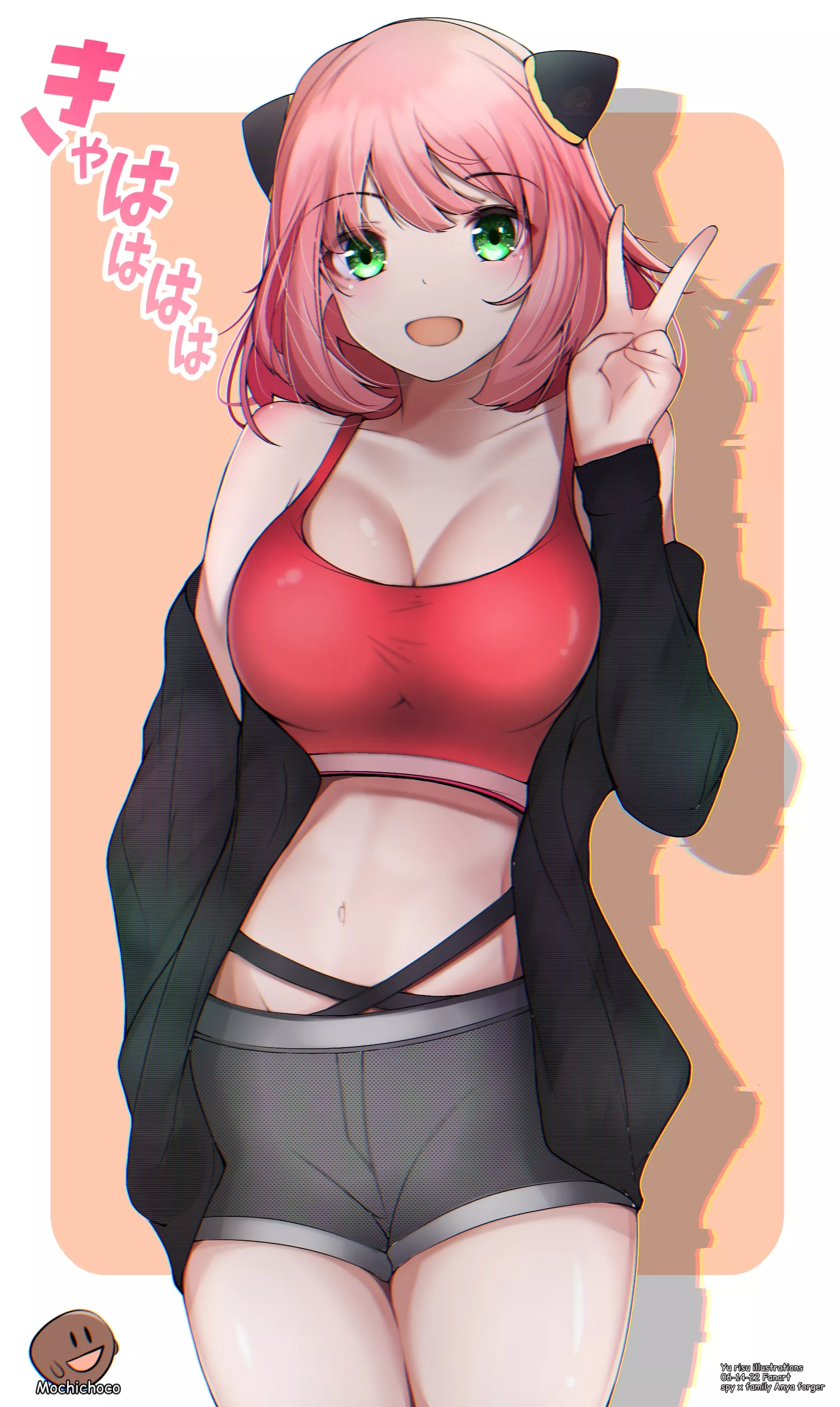 Anya throwing a peace sign