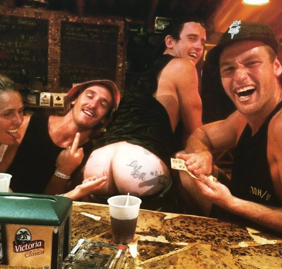 Ass exposed at the table