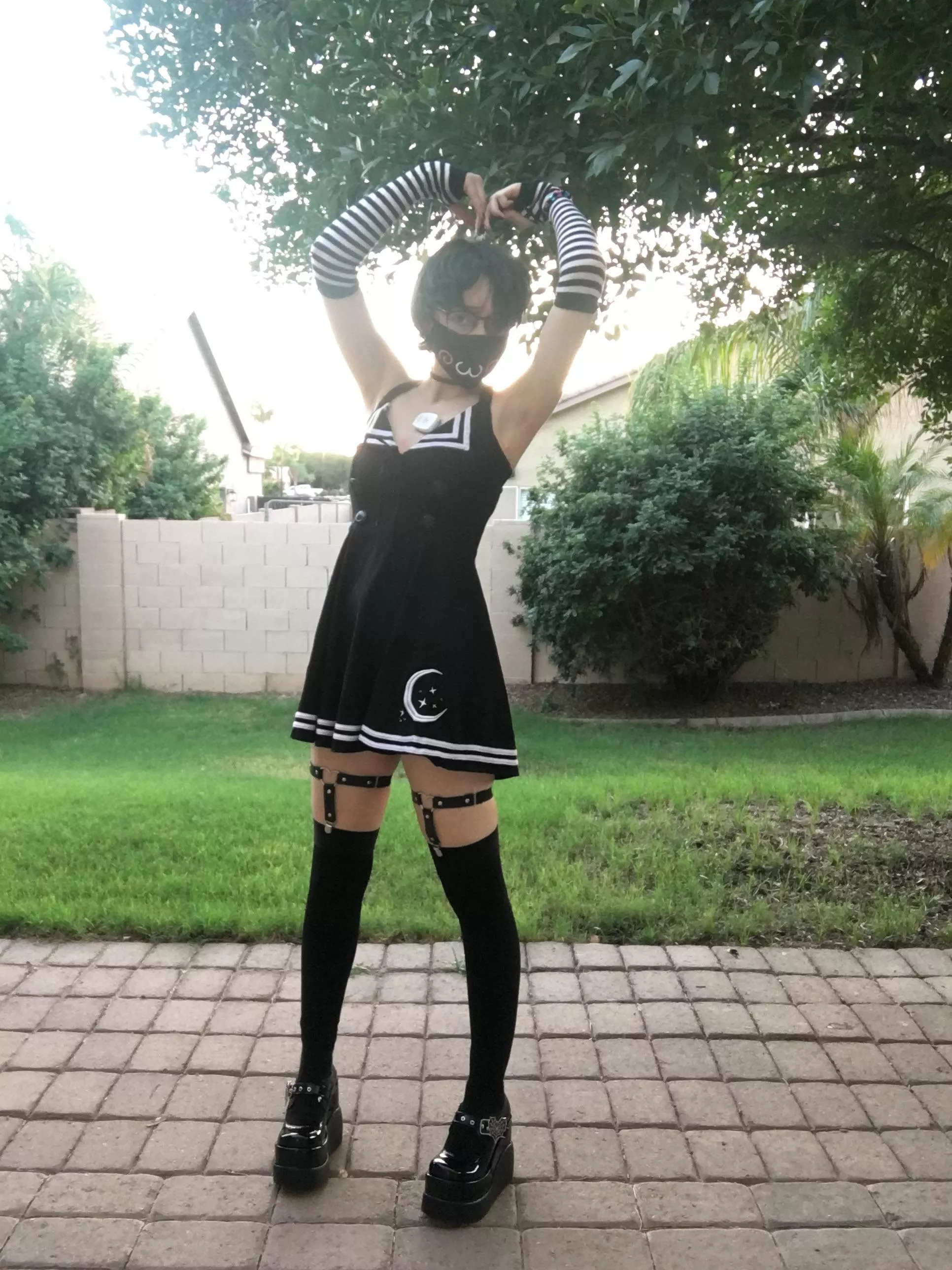 Back when I first got like 90% of my hair chopped off. Can’t decide if I wanna grow it out more or cut it again @~@