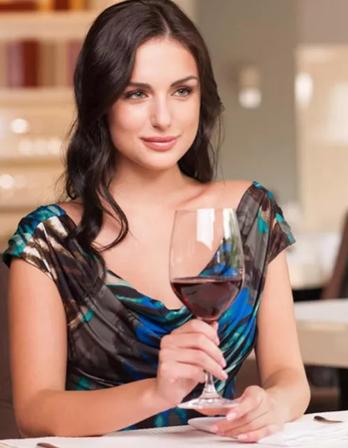Brunette with glass of wine