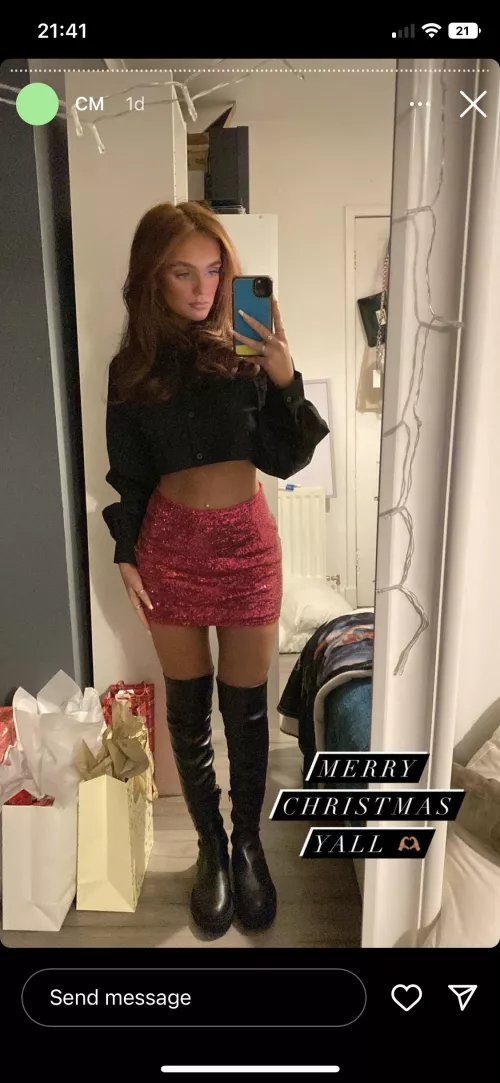 Dressed like a stripper for Christmas dinner