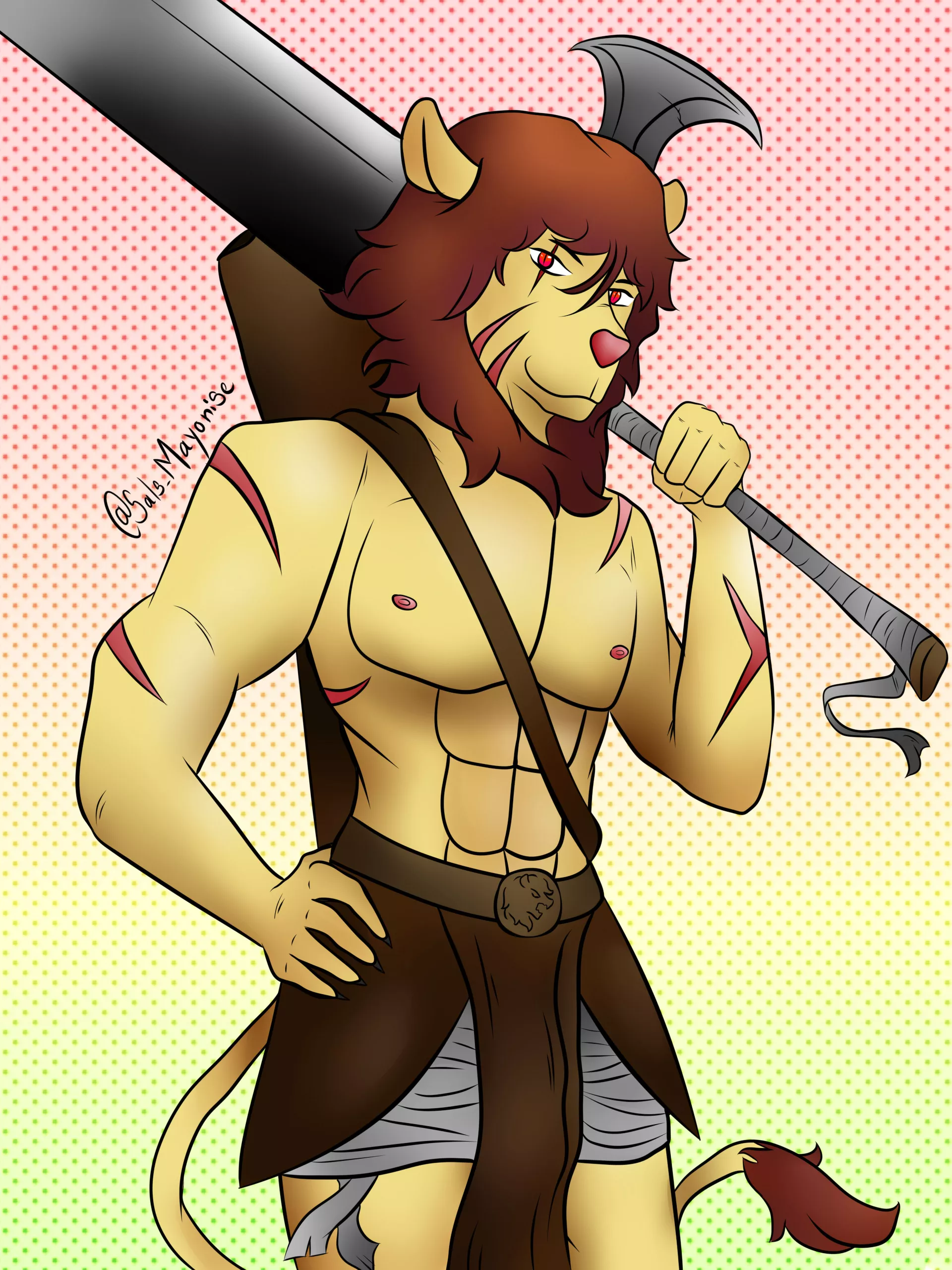 hi, i´m a new furry artist, i wish you can give me some feedback, here´s a lion barbarian