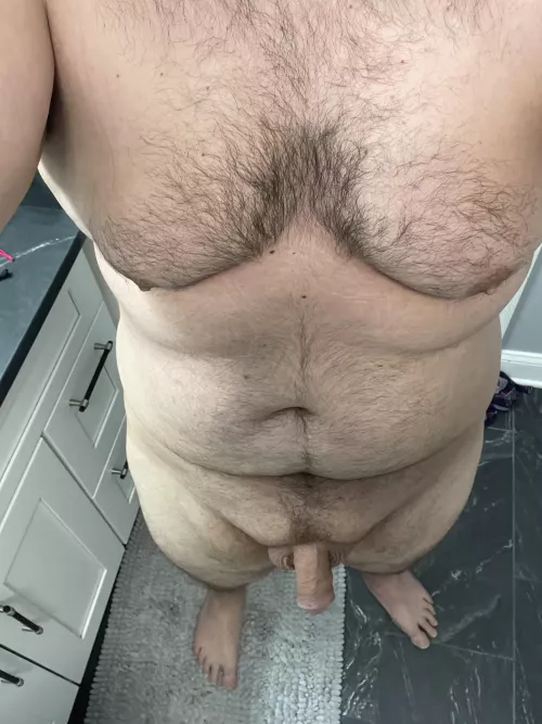 Just a chubby guy getting ready for work!