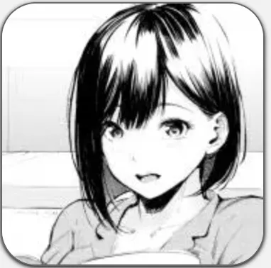 LF Mono Source 1girl, black hair, pajama, mouth open