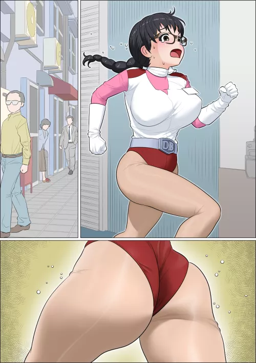 Nerd girl superheroine on her way to rescue