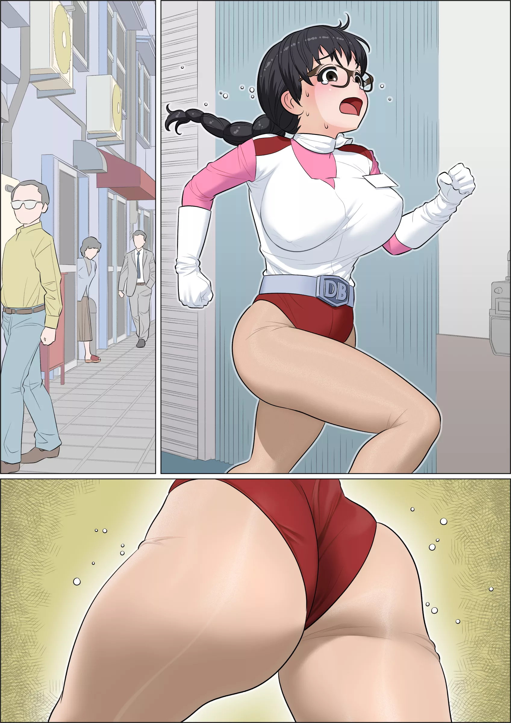 Nerd girl superheroine on her way to rescue