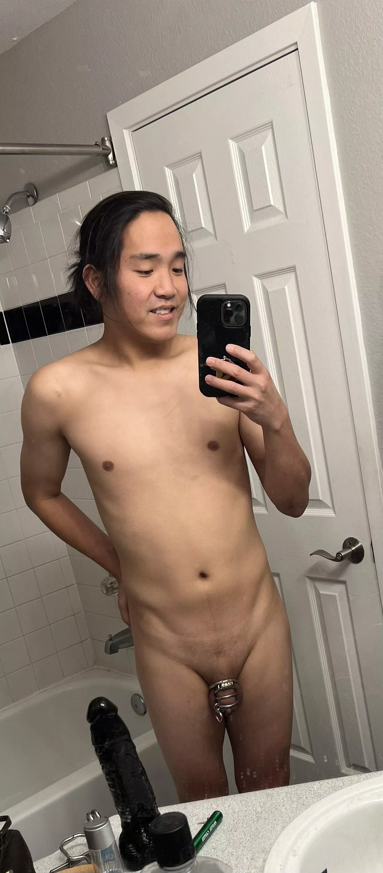 Sissy Bella my newest caged toy with her new toy