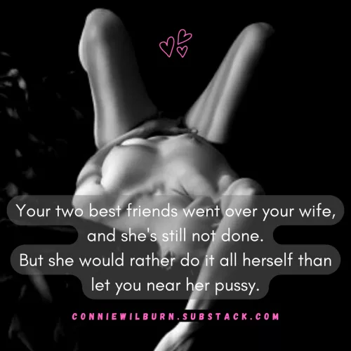 The more you beg your wife, the faster she fucks herself instead