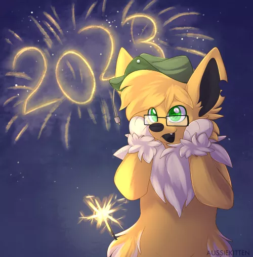 4 days left till it's 2023!! 🤯 | Art by myself @aussie_kitten | YCH comm for Lemon!