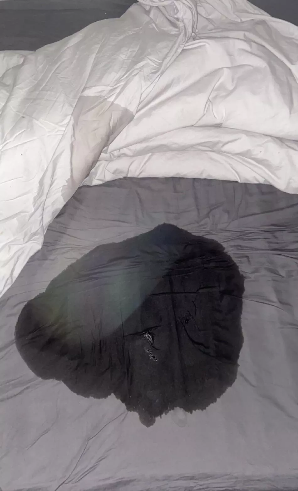 aftermath of my morning bed piss