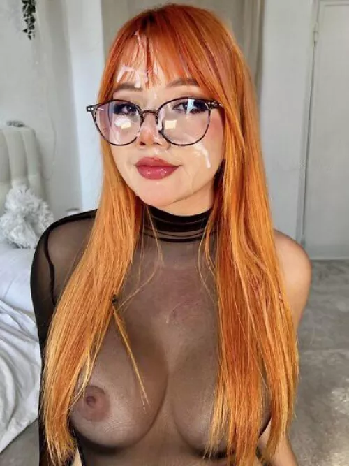 All over her pretty face