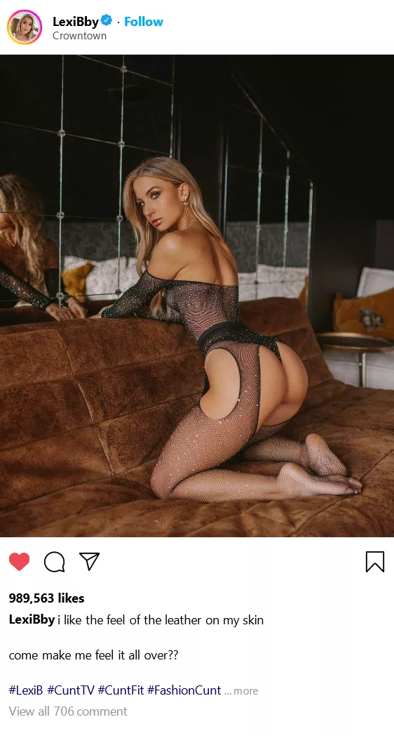 (cuntagram) @LexiBby - who wants to make me feel leather on my skin??