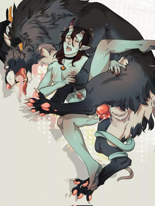 Femboy demon gets knotted (Tittybat)