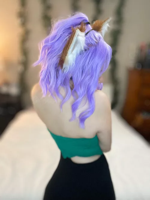 Fox ears goes so well with purple hair!