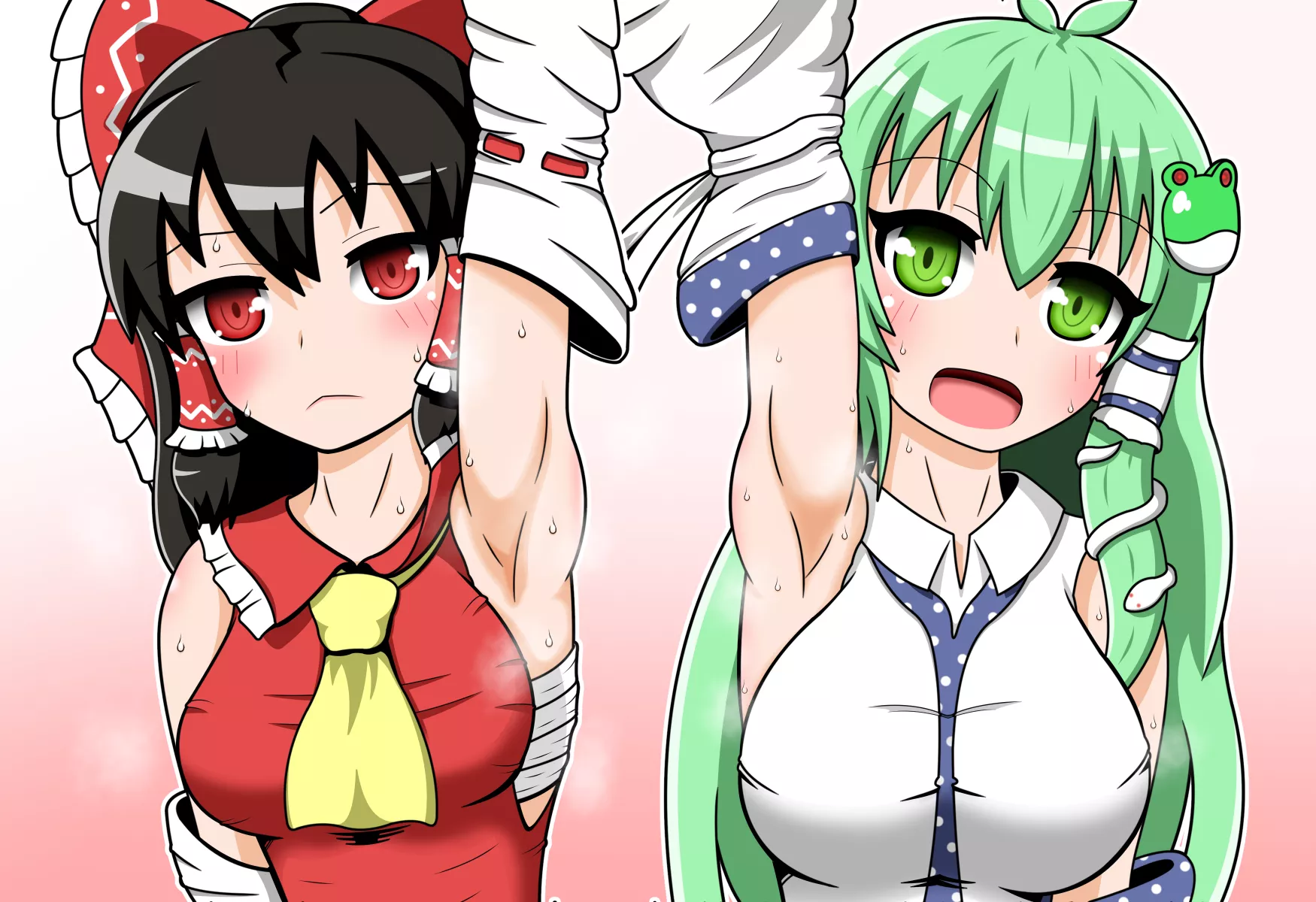 Hakurei Reimu y Kochiya Sanae (obra de ManyBooks) [Touhou Project]