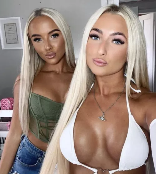 Hannah and her friend with their tits out for Instagram